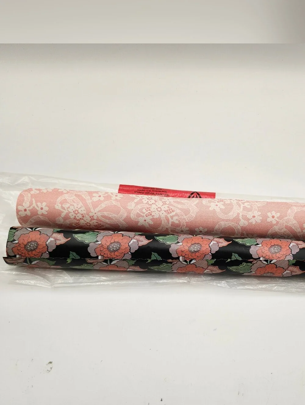 Vintage Premium  Sally Foster Pink Lace Black Floral Wrapping Paper NoS